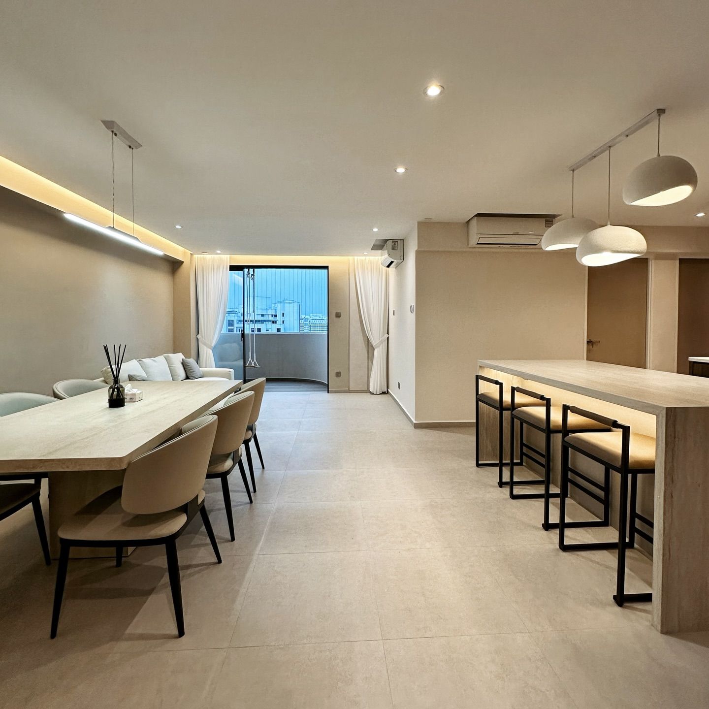 Living and dining, after